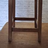 Square stool in brown stained wood 1940 French Popular Art