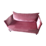 Sofa 2 places, removable, in powder pink velvet