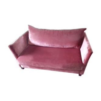 Sofa 2 places, removable, in powder pink velvet