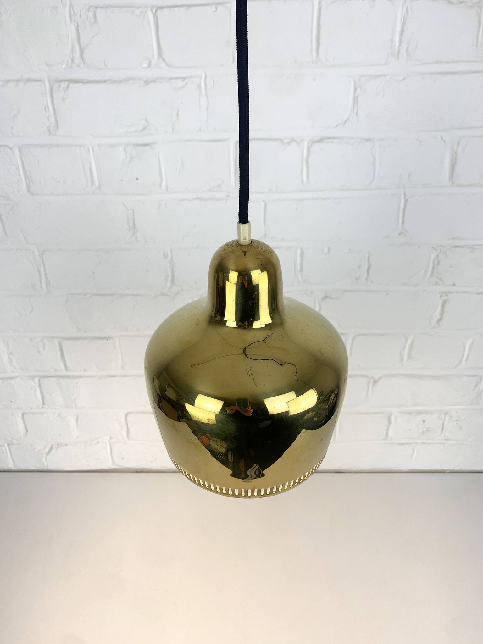 Golden Bell brass pendant light Alvar Aalto Louis Poulsen, Denmark 1950s
