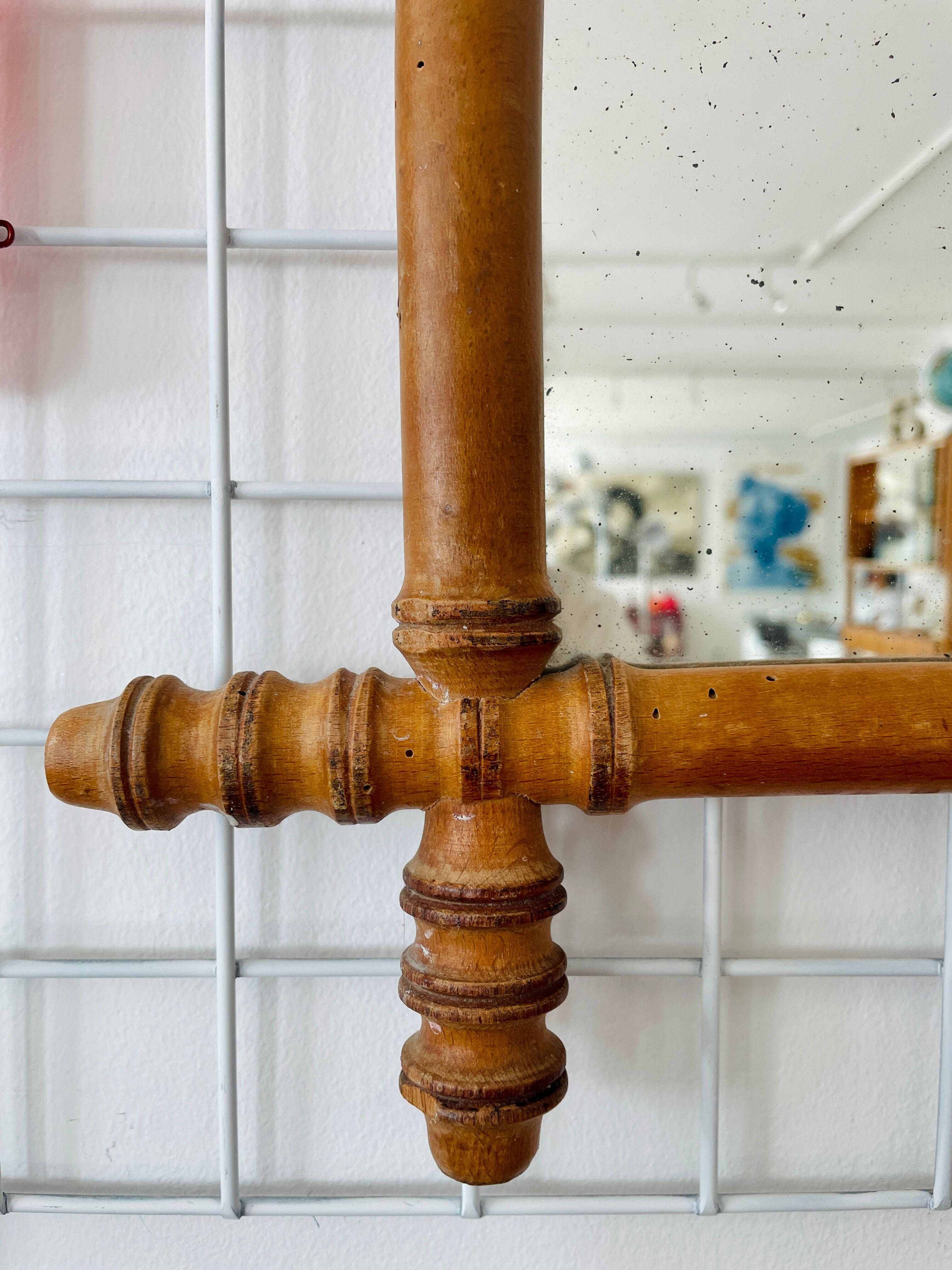 Wood mirror carved bamboo style