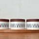 Sets of Swedish herring pots in ceramic and teak by Asa Lindberg for Sagaform, 2000s, set of 4.