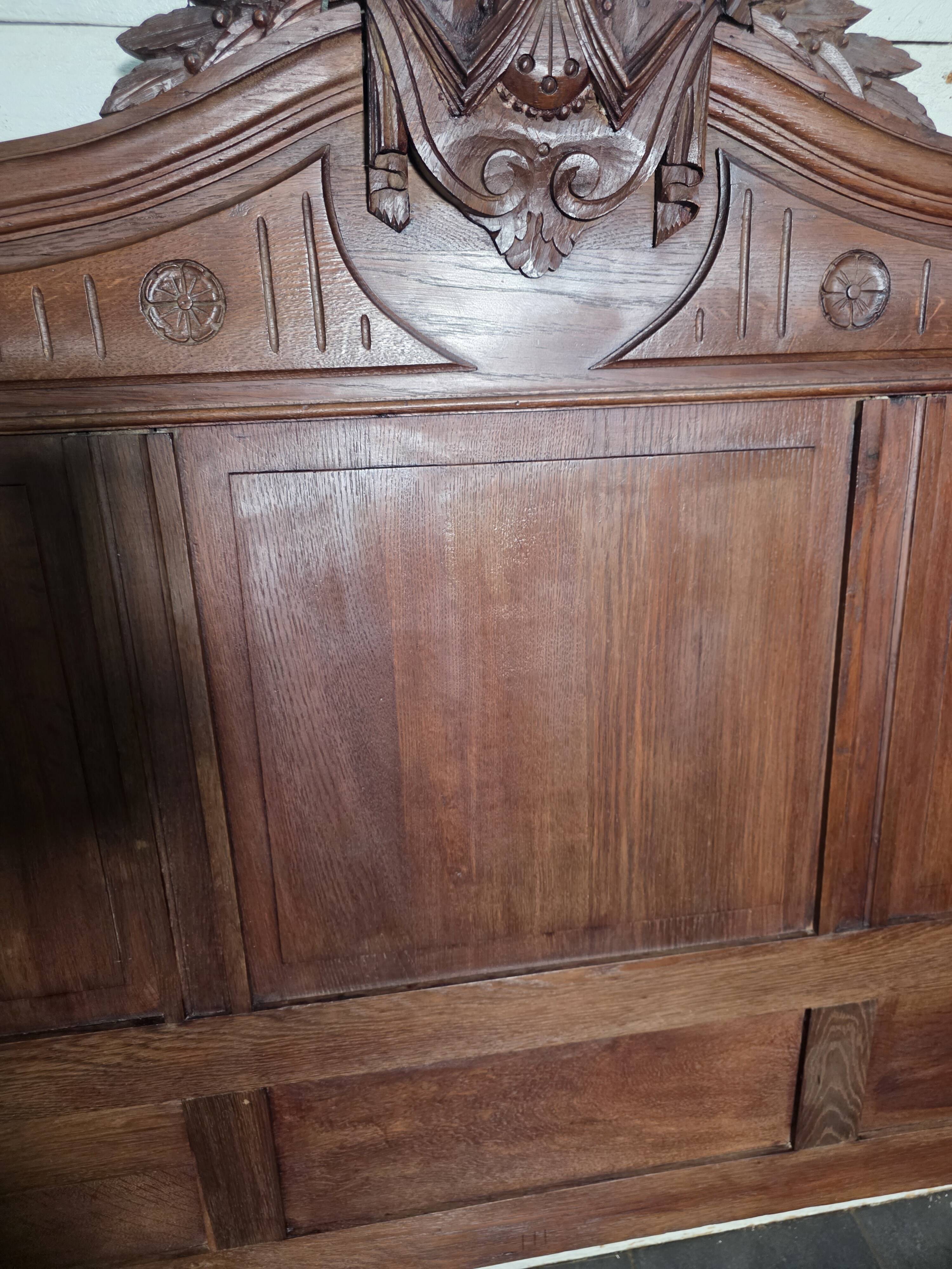 Antique solid oak headboard