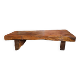 Table basse wasi sabi brutaliste en bois massif