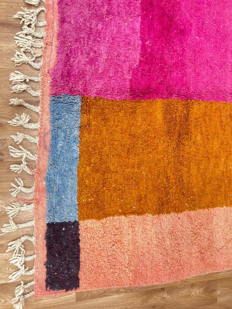Pure wool Moroccan rug with colourful patterns, size 150 x 250 cm.