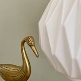 Vintage origami globe pendant lamp in white opaline