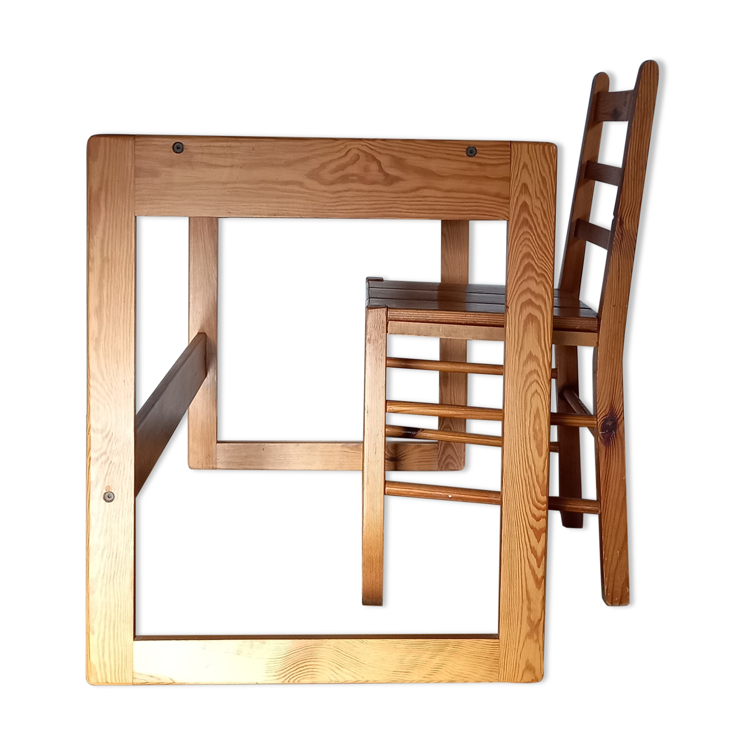 Desk and pine chair