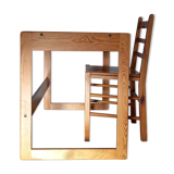 Desk and pine chair