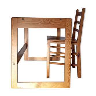 Desk and pine chair