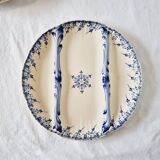 Special plate in iron earth from Sarraguemines Rouen model blue and white reliefs