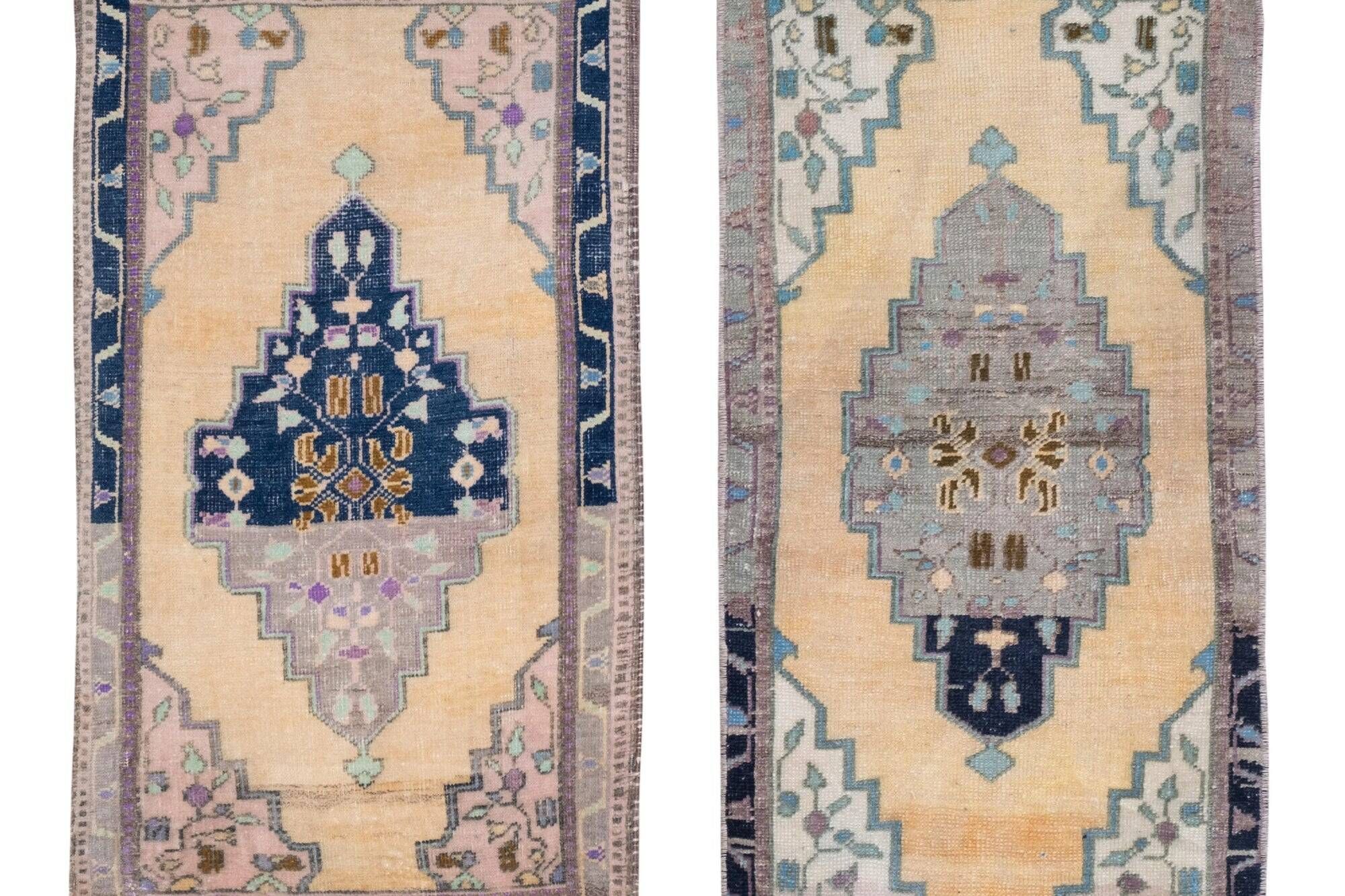 Set of 2 vintage handmade Turkish rugs 50x100 cm