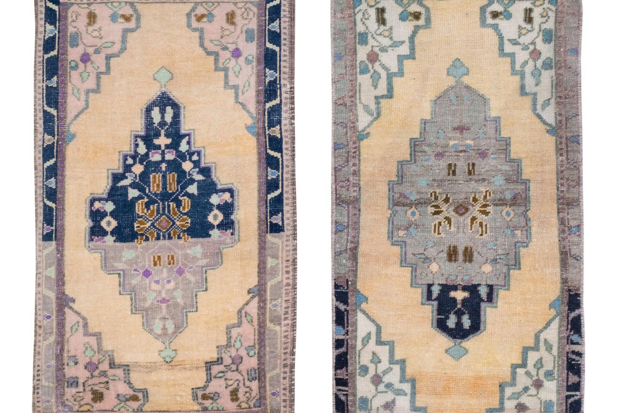Set of 2 vintage handmade Turkish rugs 50x100 cm