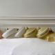 Pair of suspensions in white Clichy glass and golden edging 40s-50s