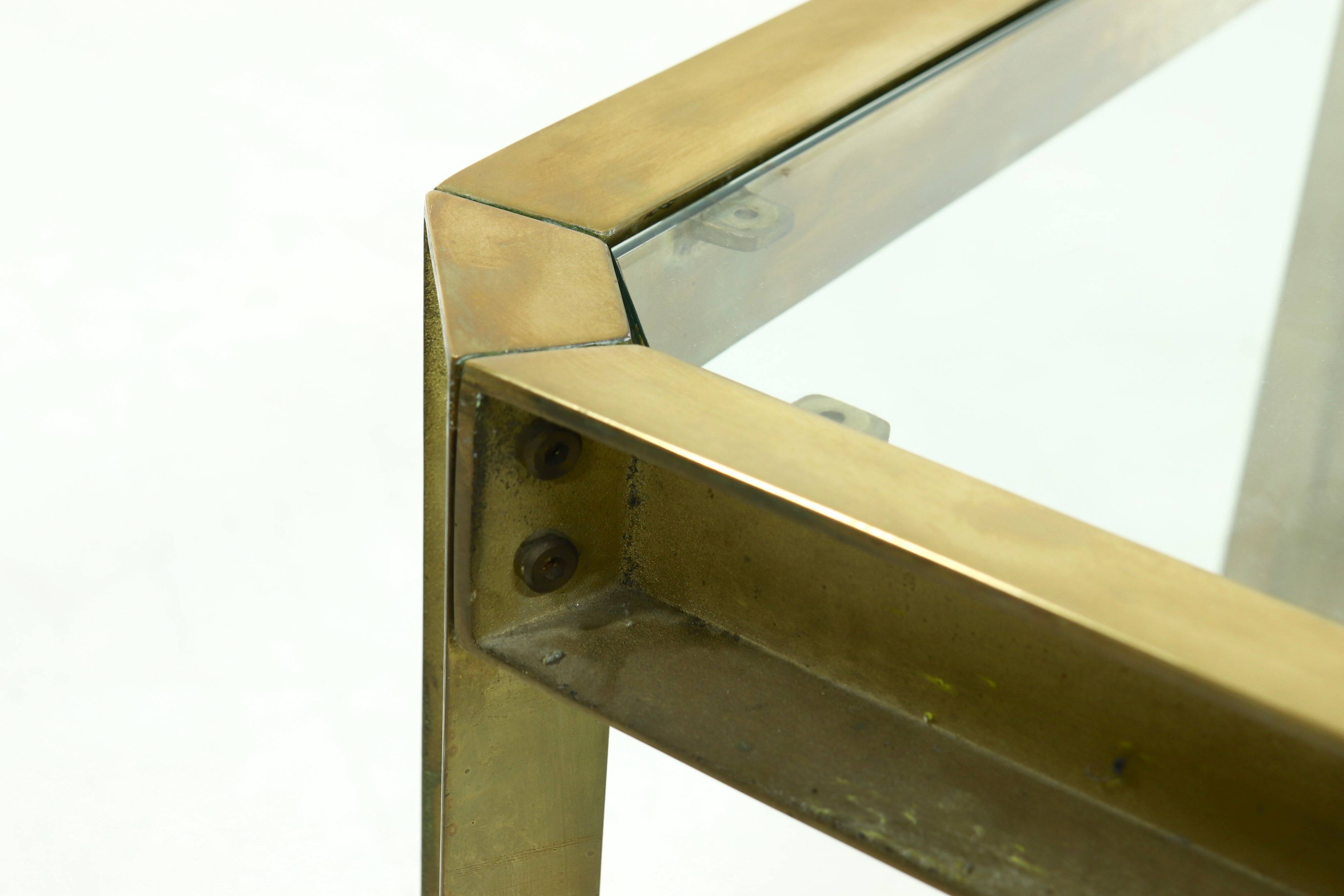 Set Model T09 Brass and Glass Side or Coffee Tables by Peter Ghyczy 1970s