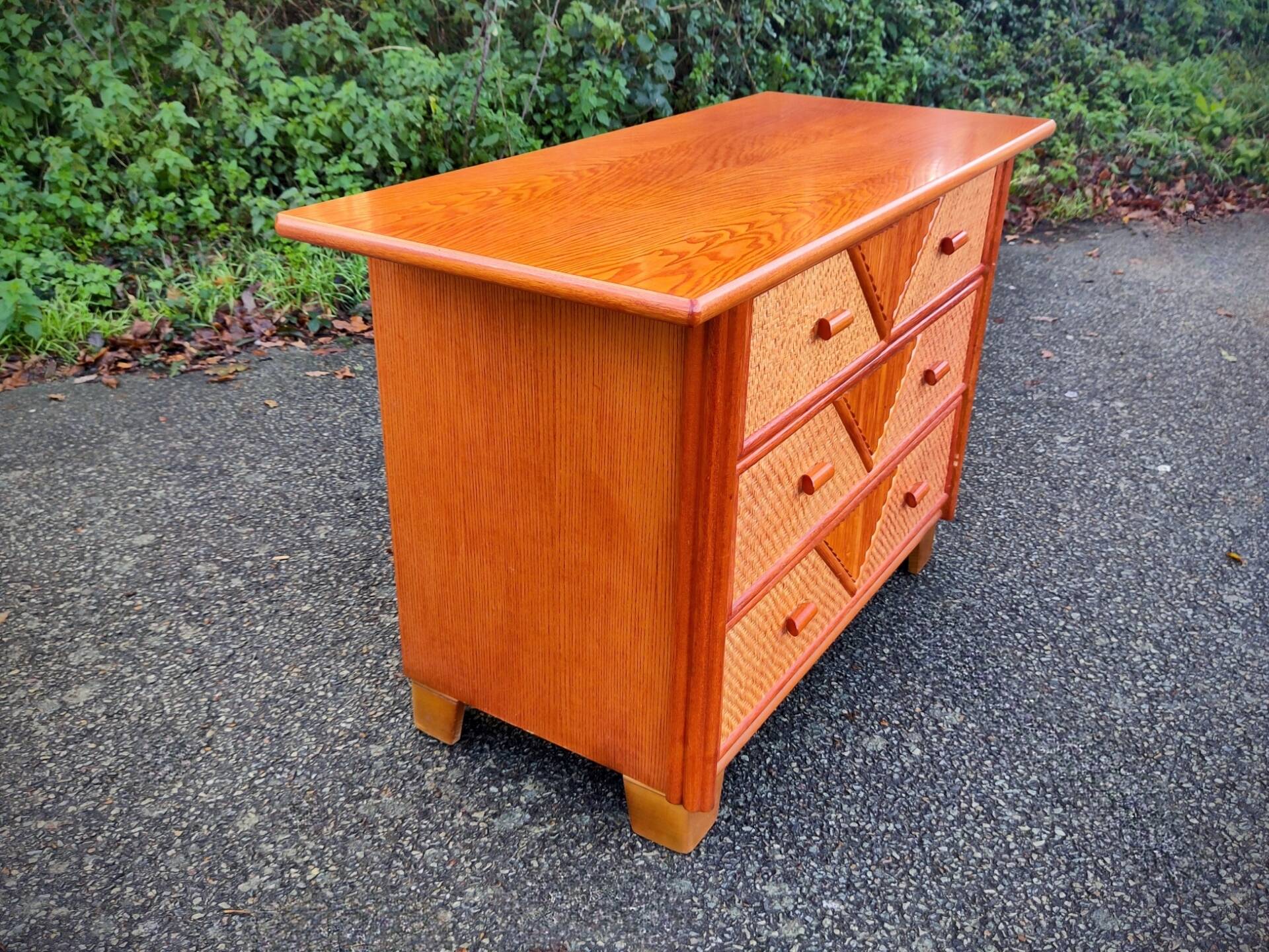 1960s rattan chest of drawers