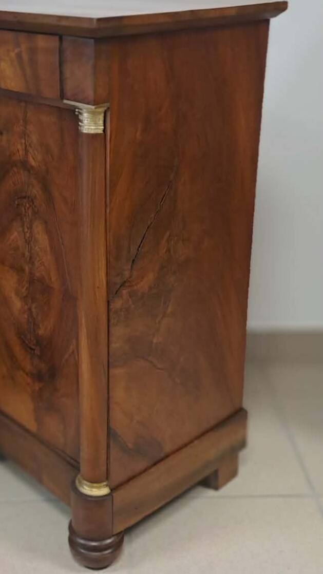 Empire-style bedside table in walnut