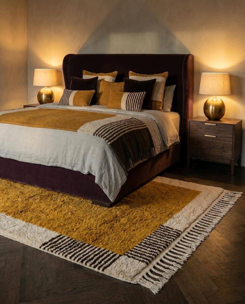 Handmade traditional natural wool rug size 2/3 m