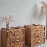 Pair of rattan bedside tables circa the 1970s.