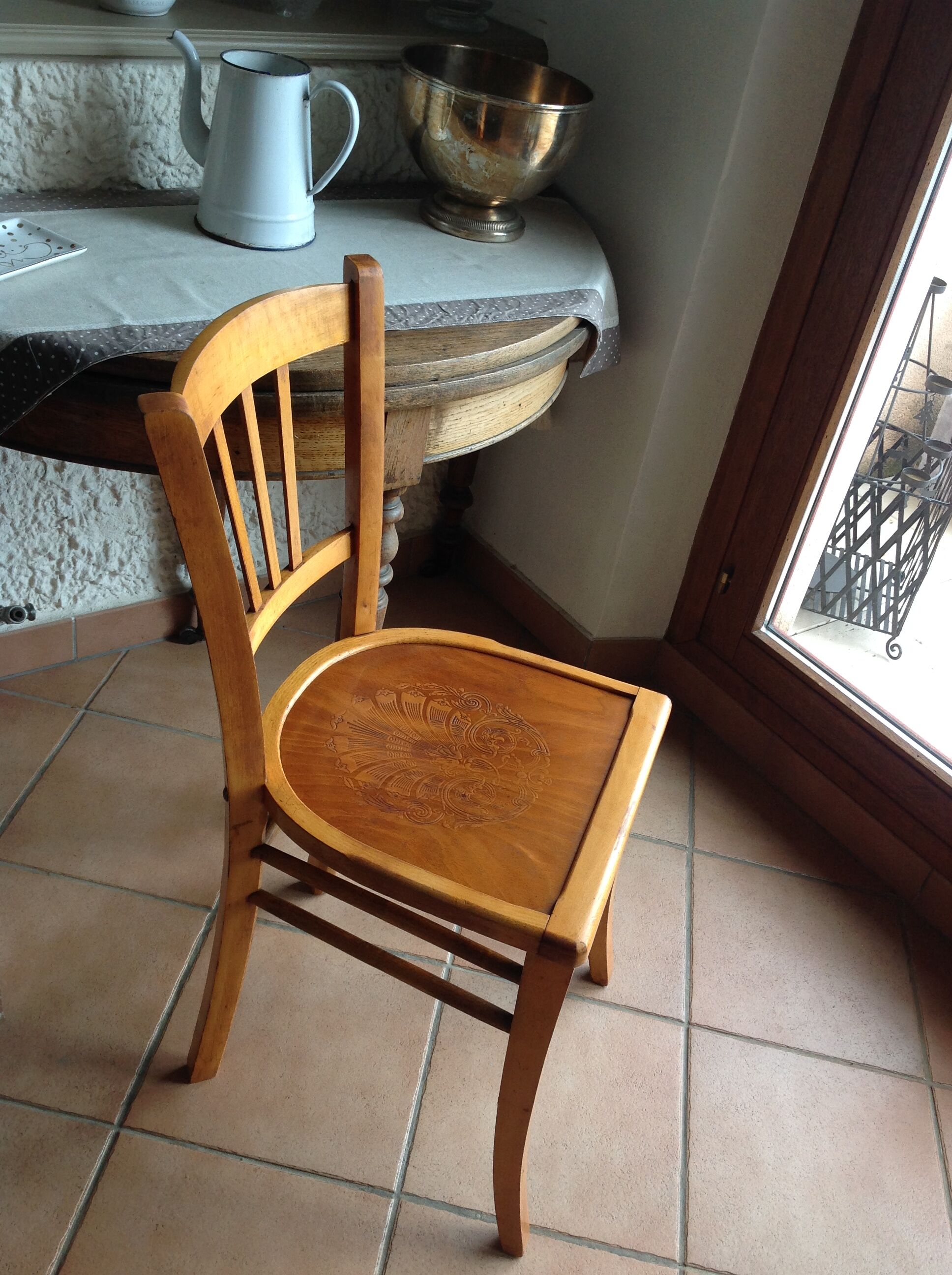 Bistro Chair with rosette/vintage years 40-50