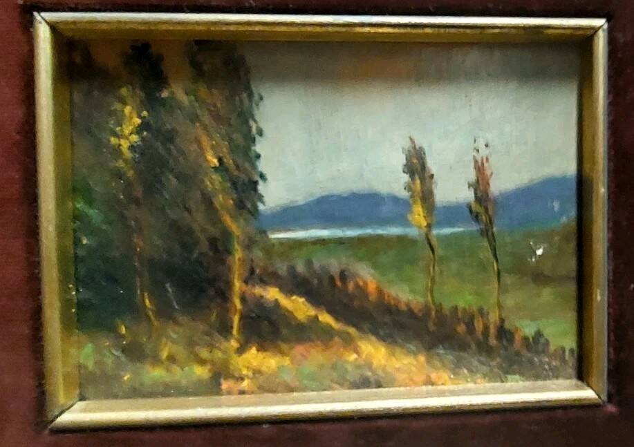 Oil painting on cardboard, Tuscan landscape, early 1900s
