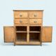 Parisian art deco sideboard in solid raw wood with pyrographed decorations, 1929