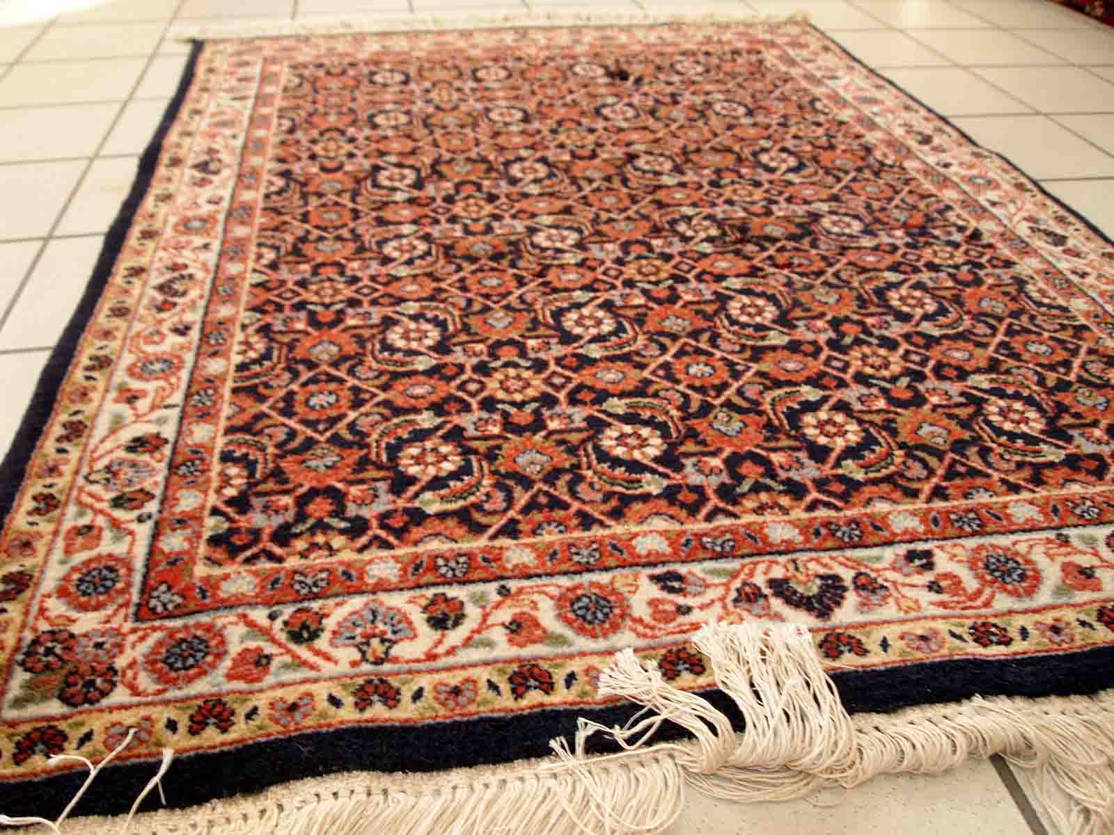 Vintage indian carpet tabriiz handmade 100cm x 130cm 1980s, 1c718