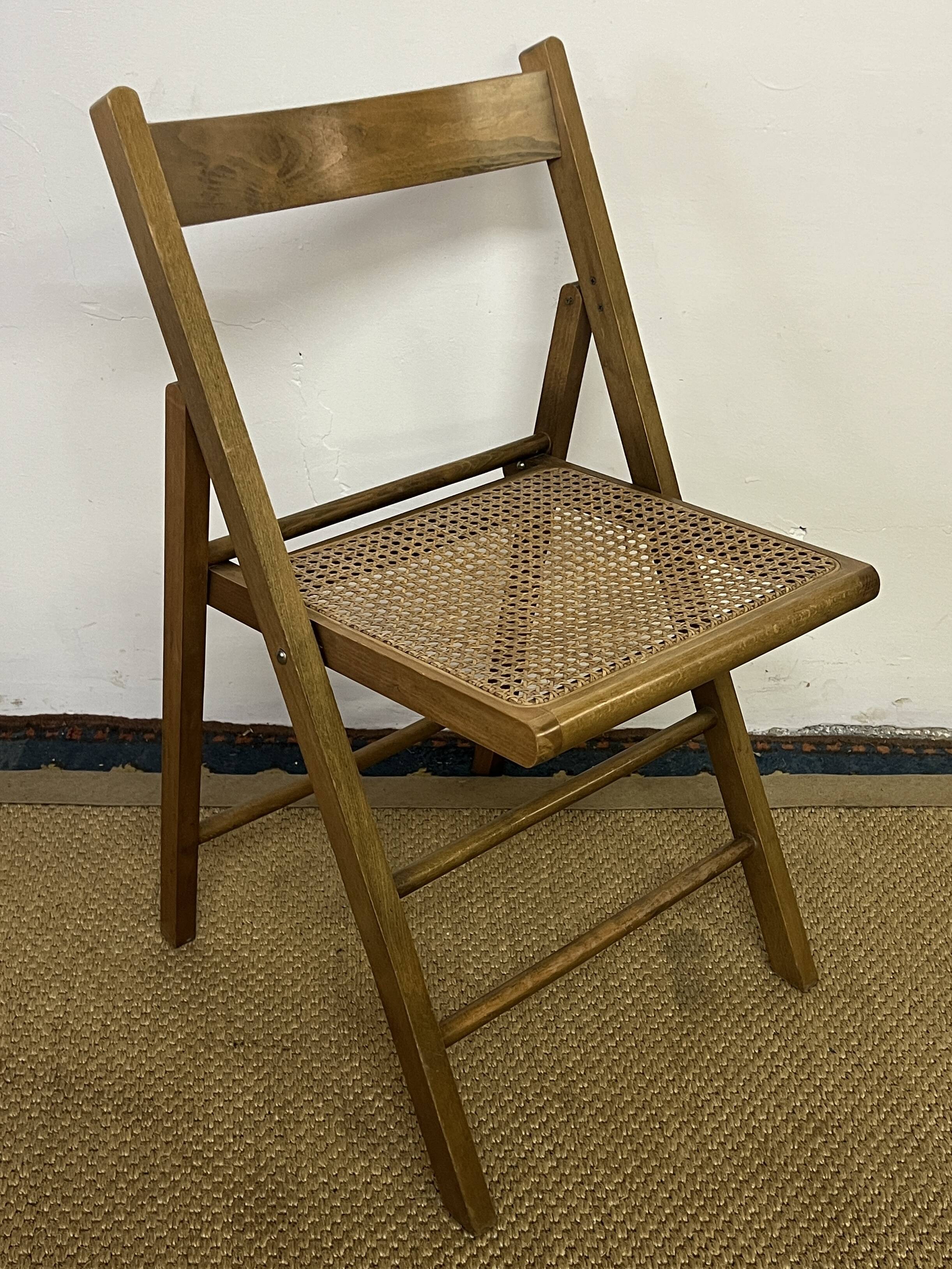 Vintage wooden and cane folding chair