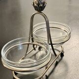 1 old aperitif server in metal and glass