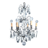 Important lustre cage en bronze, cristal de Baccarat, Style Louis XV, 1900