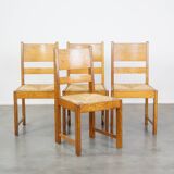 Set of 4 oak Haagse School design dining chairs from the early 1900s