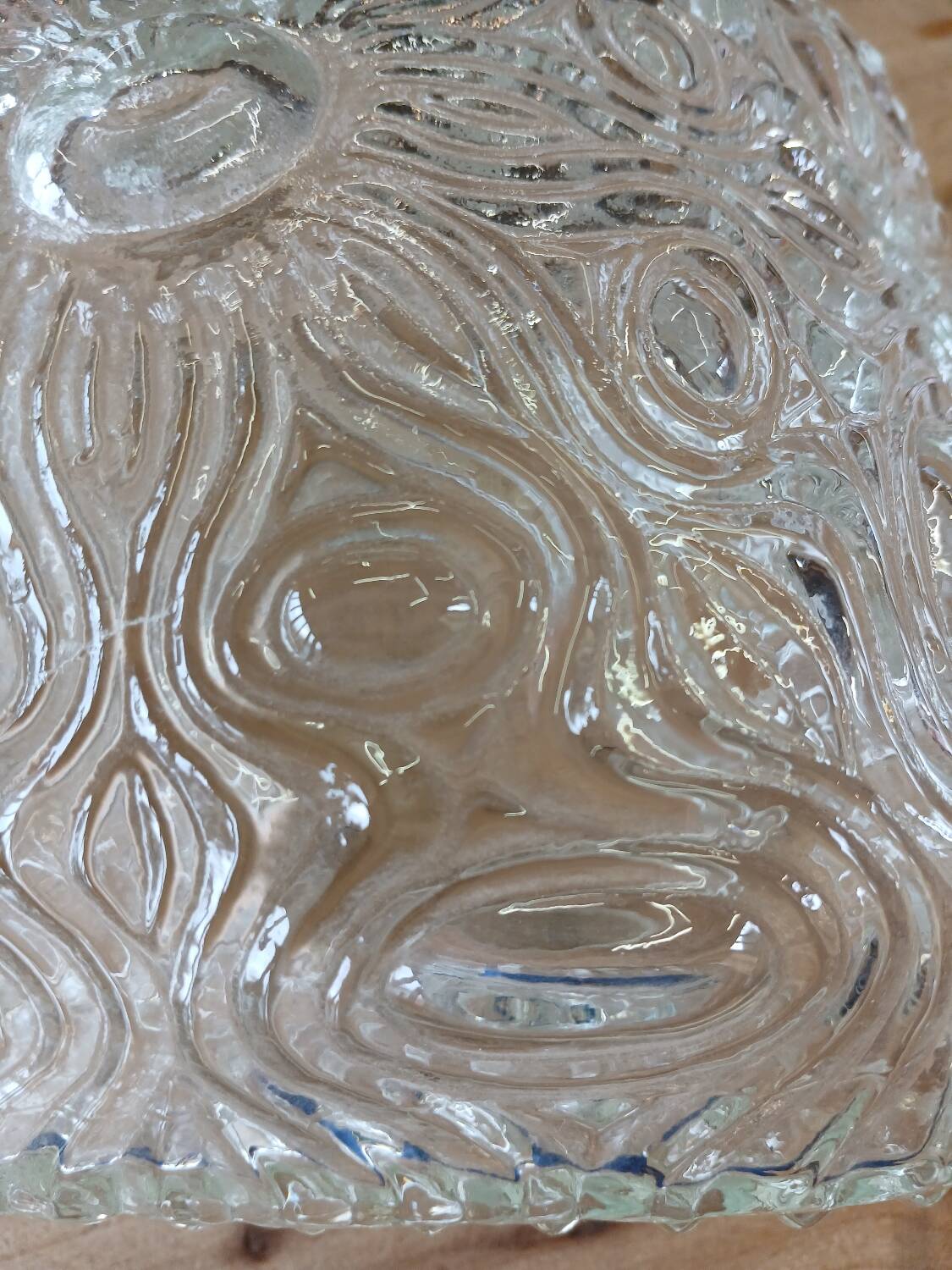 Antique ceiling light in molded glass