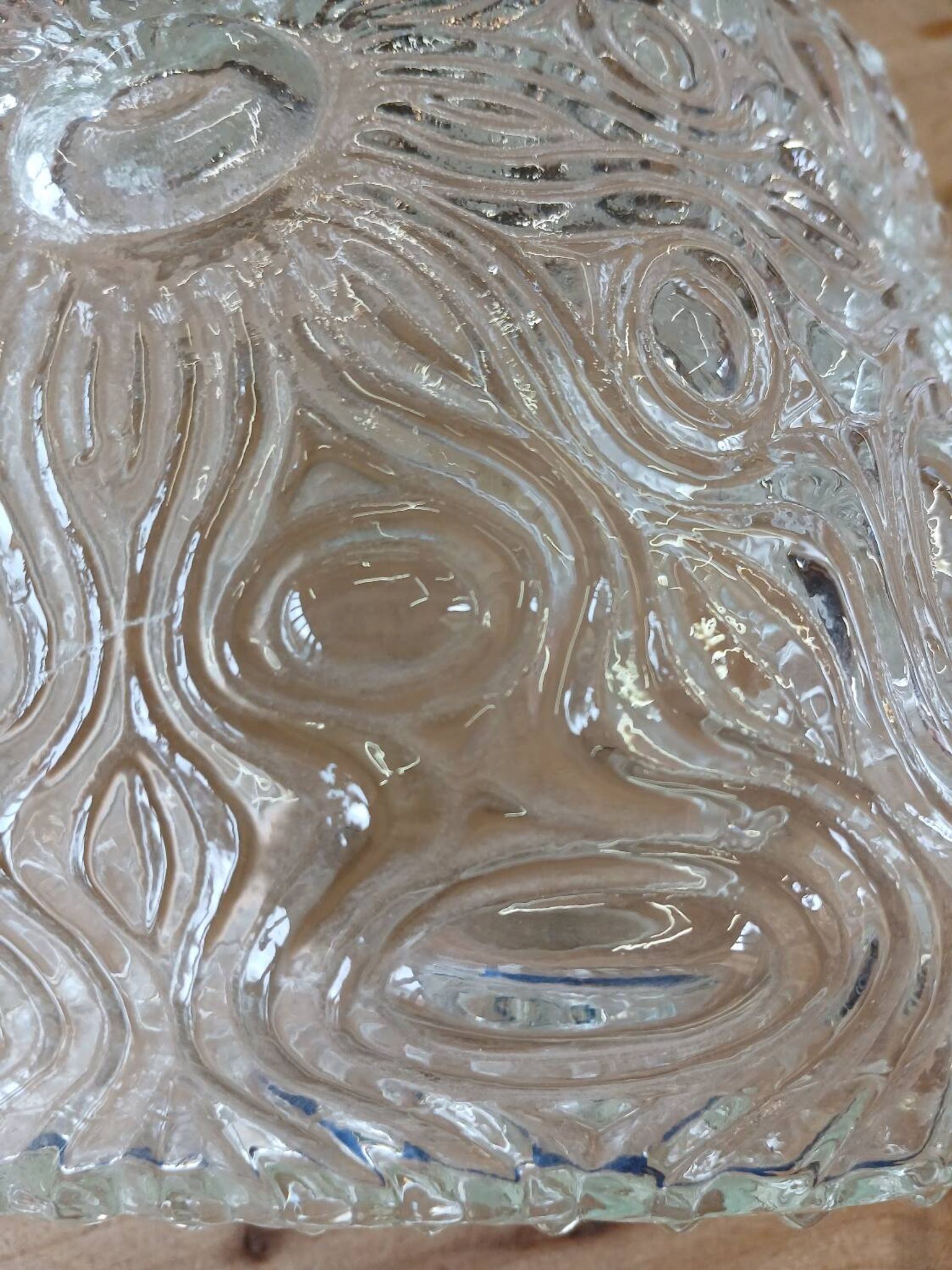 Antique ceiling light in molded glass