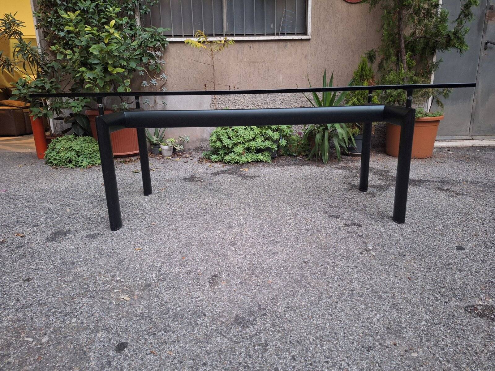 Italian Black Model LC6 Dining Table by Le Corbusier, 1980s