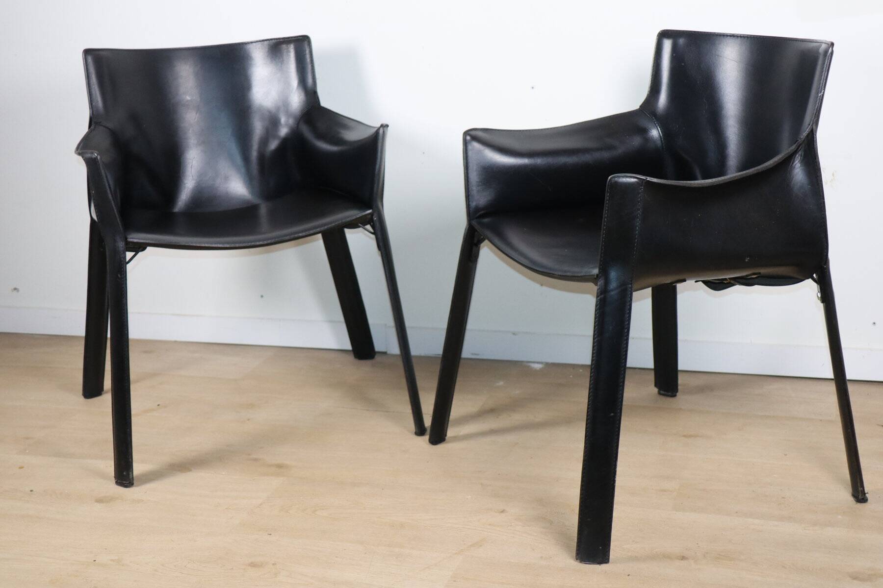Fauteuil vintage en cuir noir - Années 80