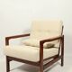 Vintage dark wood beige bouclé armchair by Z.Baczyk 1965