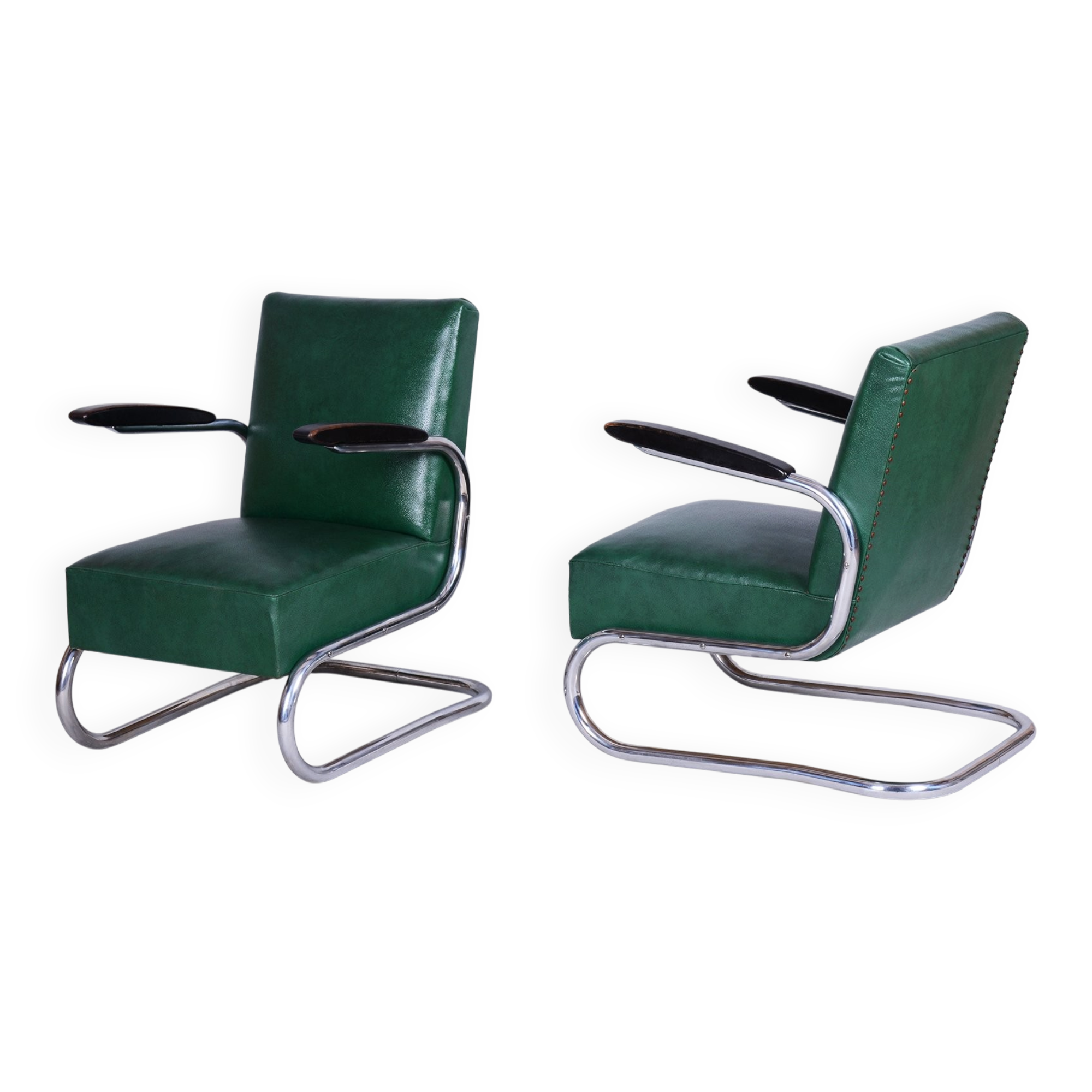 Bauhaus Armchairs in Beech and Chrome from Mauser, Germany, 1930s, Set of 2