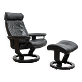 Scandinavian reclining armchair with footrest, stressless