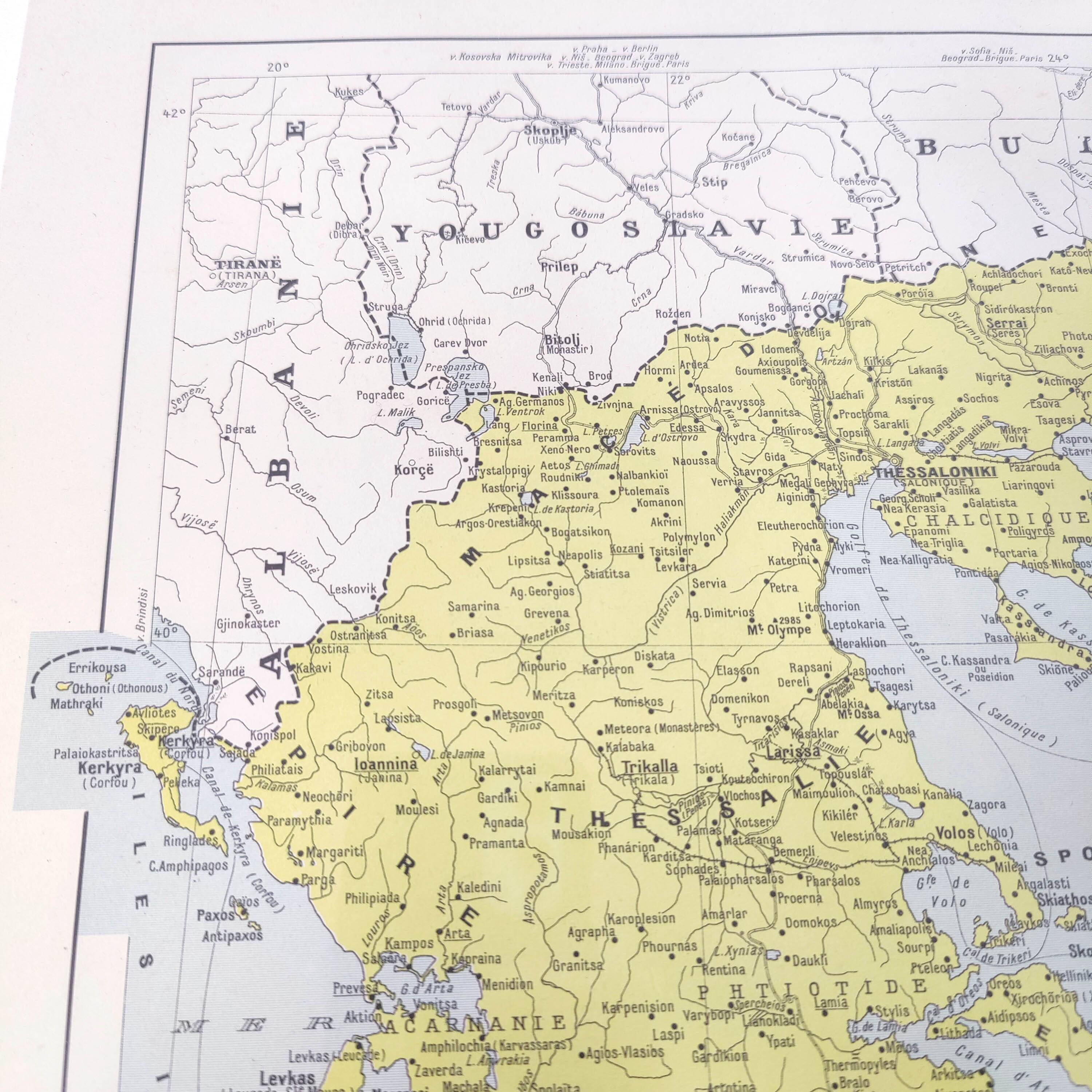 Old map Greece Crete 43x43cm from 1950