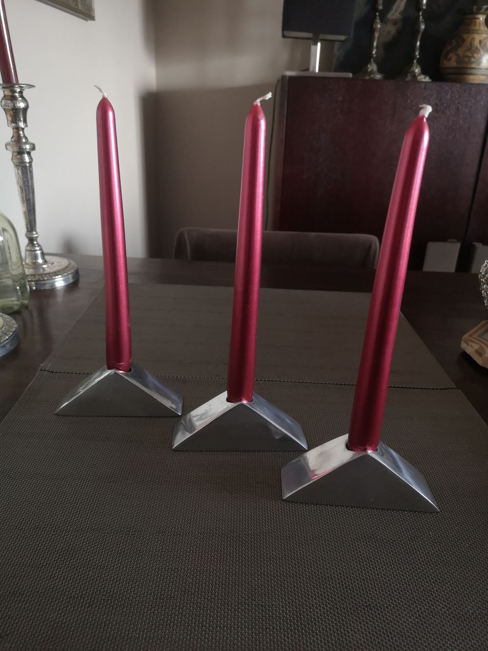 Trio of Scandinavian chrome candle holders - 1970s/80s