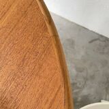Scandinavian round teak table with extension