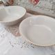 Set of 2 pull-out salad bowls in porcelain Bavaria beige bordered gold model Jutta