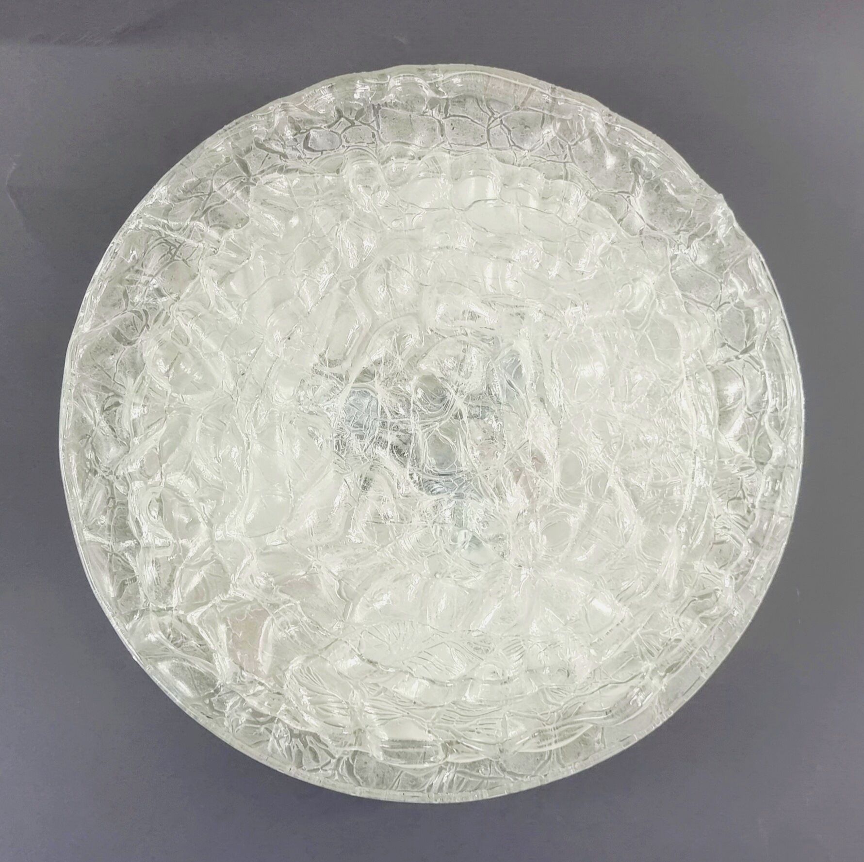 Pair of Large Murano Ice Glass Ceiling Lights from Doria, 1960s