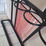 Vintage wooden and metal cloakroom, antique coat rack for entrance hall