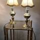 Pair of brass bedside lamp, with pretty velvet lampshade 31x14