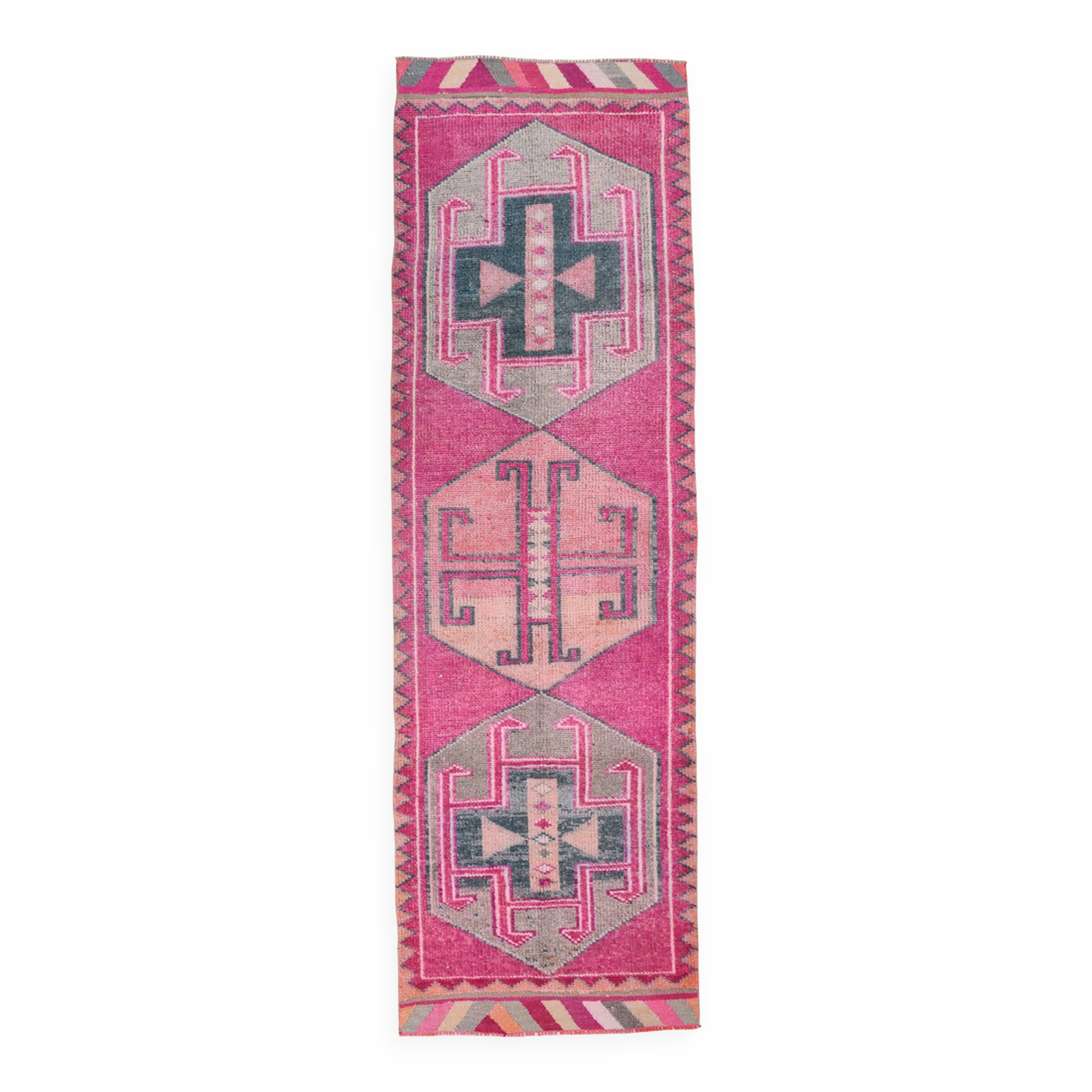 Pink Salmon Oriental Oushak Runner Rug, 96x318Cm