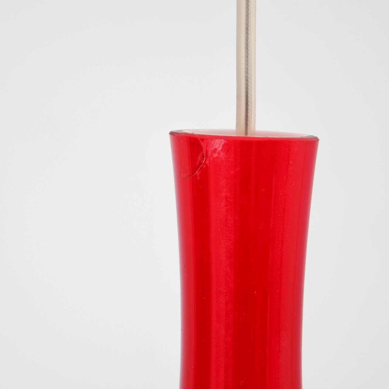 Set of 2 red „Bang“ opal glass pendant lamps by Jacob Bang for Fog & Morup