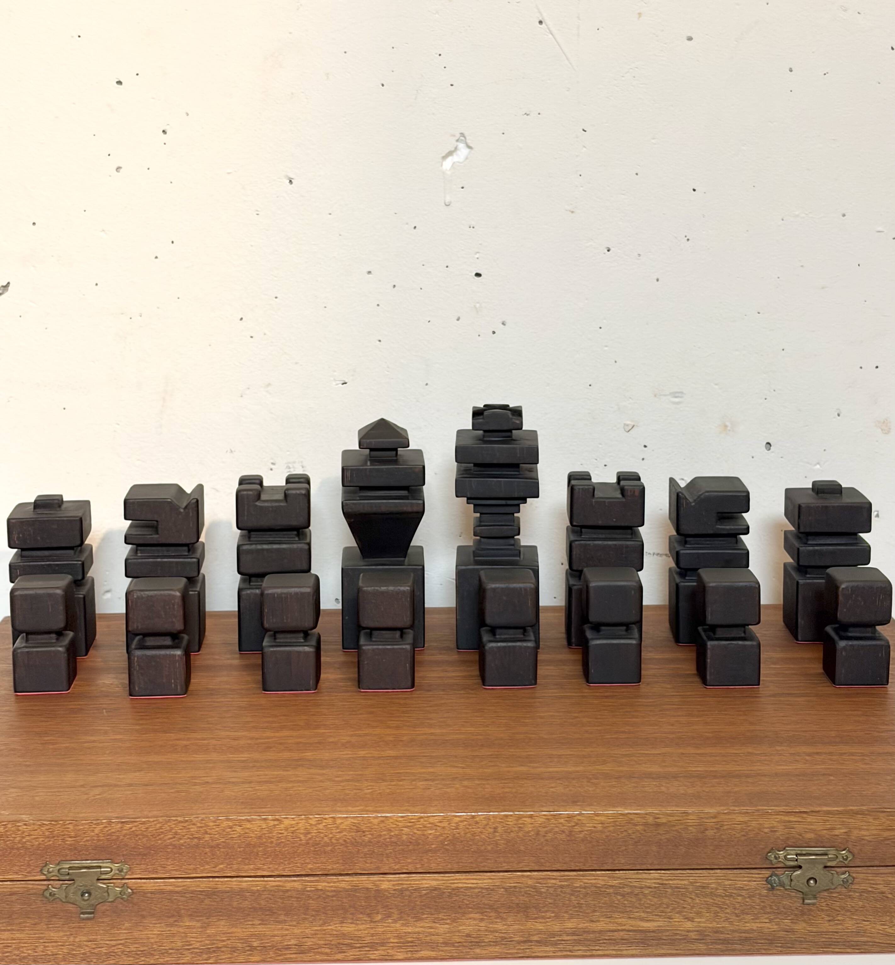 Wooden chess set, 1970