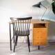 Desk 60's vintage modernist style, wood and steel