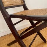 Pair of folding cane chairs