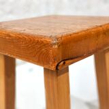 Set of 4 pine wood stools by Charlotte Perriand for Les Arcs 1800